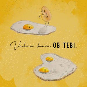 Sweet Notes kartica "Ob tebi" z ročno narisanim motivom jajčk in napisom "Vedno bom ob tebi:".