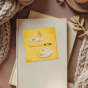 Sweet Notes kartica "Ob tebi" z ročno narisanim motivom jajčk in napisom "Vedno bom ob tebi:".